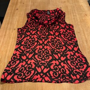 New Directions Red and Black Sleeveless Blouse
